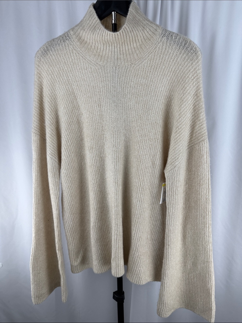 French Connection Cream Mock Neck Sweater | Soft Cozy Knit | Size Small